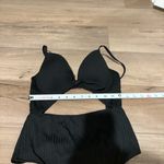 Shade & Shore  Ribbed Tie Front Cut Out One Piece Swimsuit Light‎ Lift Black 34C Photo 7