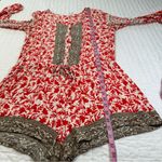 Free People Gardenia Combo Red White Floral Medallion Print Resortwear Romper Photo 4