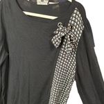 St. John Black Wool Cashmere Geometric Bow Long Sleeve Tunic Pullover Sweater XL Photo 2