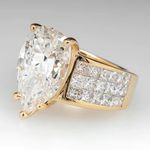 Women’s teardrop cubic zirconia 18kt gold vermeil square cut cocktail ring 6 NIB Photo 1