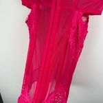 Victoria's Secret Victoria’s Secret Hot Pink Lace Mesh Corset Teddy Sz 36C Garter Straps Cutout Photo 12