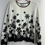 Womans Alfred Dunner Petite Long Sleeve Pullover Sweater White Black Flowers PXL Size XL Photo 0