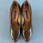 Ralph Lauren Purple Label Darlene Embossed Calfskin Brown Leather Pumps Size 9 Photo 5