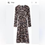 Vince  Eden Black Floral Long-Sleeve Midi 100% Silk Evening Dress Photo 3