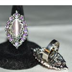 Source Unknown NWOT 2 Blushing Shades Of Pink Rhinestone Silver Tone Metal Adj.Size 8-10 Rings Photo 1