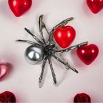 Vintage Style Gothic Spider Shape Brooch Inlaid‎ Faux Pearls Personality Brooch Gray Photo 12