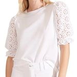 Veronica Beard Coralee Eyelet Puffed Sleeve Top Bright White Size XS Photo 0