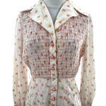 Vintage Dalani smocked fruit pink fruit button shirt dress sz 6 Photo 1