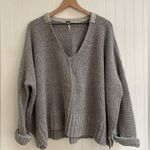 Free People Take Me Over V-Neck Sweater Oversized Knit Distressed Gray Size XS/S Photo 1