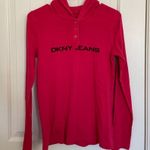 DKNY EUC  women’s hot pink button neck hooded long sleeve top small‎ Photo 0