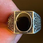 Vintage black obsidian gemstone S925 silver ring size 8 Photo 4