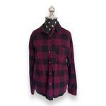 Wild Fable  Women's Shirt S Long‎ Sleeve Button-Down Plaid Buffalo Check Burgundy Photo 2