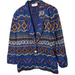 Vintage A Byer California Women's Blue Geometric Print Blazer Jacket Size L Size L Photo 0