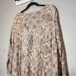 J. Jill Top Blouse Long Sleeve Beige Tan Patterned Boho Size 3X Wide Neck Brown Photo 3