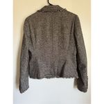 Caslon Womens Silk Wool Fringe Gray Button Blazer Jacket sz 10 career academia Photo 8