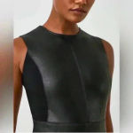 Spanx Leather Like Combo Shapewear Fitted Sheath Midi Dress in Black Size M NWT Photo 4