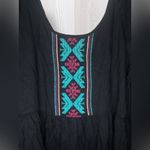 Roxy  Women’s Embroidered Boho Sunset City 2 Black Mini Dress with Bell Sleeves Photo 4