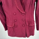 Paris Sport Club Women's Burgundy Blazer lace trim 90s vintage casual party Red Photo 6