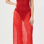 Forever 21 Sheer Red Lace Maxi Slip Dress Photo 0