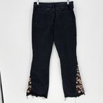 Ashley Mason  Jeans Black Embroidered floral Flare Bell Bottom raw hem size 31 Photo 1