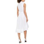 Calvin Klein  High Low Shirt Dress Size 12 BNWT Tiered Ruffle Belted White Bridal Photo 1