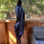 ASOS  DESIGN Cowl Neck Mini Dress With Drape Skirt Blue Satin Size 14. NEW Photo 5