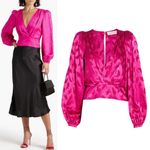 NEW Ronny Kobo Eugenia Eugina Silk Puff Sleeve Blouse Top fuchsia pink sz XS Photo 2