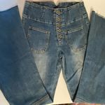 Wishlist  High Rise Bell Bottom Flare Raw Hem Light Wash Jeans - Size Small Photo 5