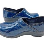 Sanita Blue Croc Embossed Patent Leather Clog Womens EU 37 Comfort Professional Photo 8