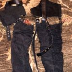 Thigh High Garter Boots Black Size 9 Photo 2