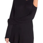 Go Couture Womens  Asymmetrical Slash Black Long Sleeve Cold Shoulder Top - Sz M Photo 0