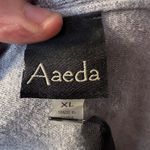 Aaeda Gray Open Front Knit Cardigan Sweater XL Draped Collar Whipstitch Detail Photo 4