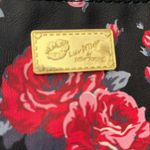 Betsey Johnson Luv  Black w/ Red & Pink Rose Crossbody Bag Purse Chain Strap Photo 1