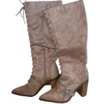 Charles David NEW  Dysfunctional Leather Stacked Heel Knee-High Boots Suede Photo 1