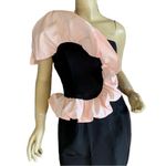 Gunne Sax VINTAGE 1980'S  BLACK W/PINK SHOULDER RUFFLE FORMAL DRESS (S) Photo 9