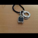 Womens rhinestone pendants with silky lace necklace with two pendants Photo 4