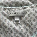 MISS ELAINE Flannel Long Nightgown Lounge Sz L White Floral Print Round Neck Size L Photo 6