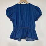 Derek Heart  100% Cotton Chambray Cropped Peplum Top Size M Photo 4