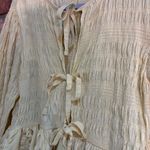 LPA  womens tie front crinkle fabric balloon sleeve Ainsley blouse yellow XS Photo 5