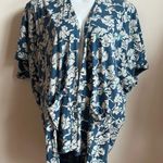 Blue and White Floral Kimono Swim Coverup Size XXL Photo 0