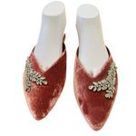 Birdies The Swan Pink Velvet Jeweled Pointed Toe Slip On Mules Size 9.5 NWOB Photo 1