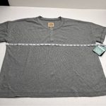 Chaser  Womens‎ Size 1X Grey Gray Boxy Short Sleeve Ribbed Henley Top Shirt NEW Photo 3