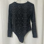 Leith Black Gray Snake Print Long Sleeve Bodysuit Medium Photo 9