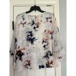 Vince Camuto Blouse White Floral Large Cross Over Front Long Sleeve Romantic Photo 4