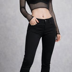 DL1961  Emma Black Low Rise Legging Jeans Size 27 | Stretch Skinny Y2K Goth Biker Photo 0