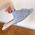 Anthropologie Latigo • Sofie Fringed Slide Sandal woven mules flat blue suede Photo 3