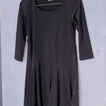 Sympli Quarter Sleeve Draped Scoop Neck Stretchy Lagenlook Tunic Dress Black Size 8 Photo 0