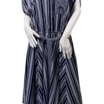 Charter Club Dress Womens Size 16W Navy Blue Roll Tab Sleeve Pockets Striped Photo 0