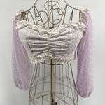 Nasty Gal  Edge Your Bets Purple White Off Shoulder crop top size 4 NWT Photo 0