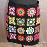 Judith March  Black Embroidered Granny Sweater Festival Floral Skirt S Photo 2